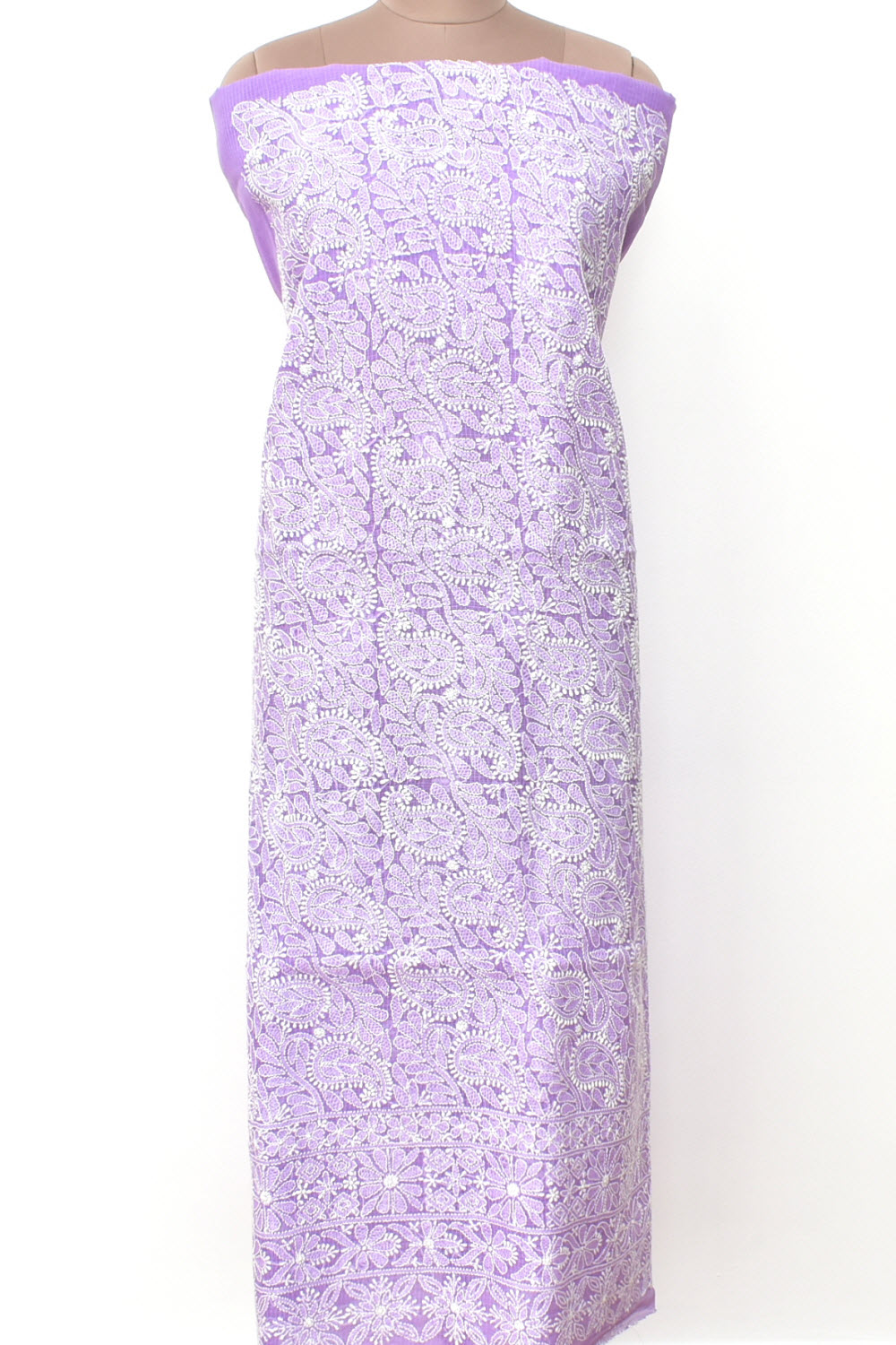 Lavender Chikankari Kota Cotton Kurti Fabric 18380