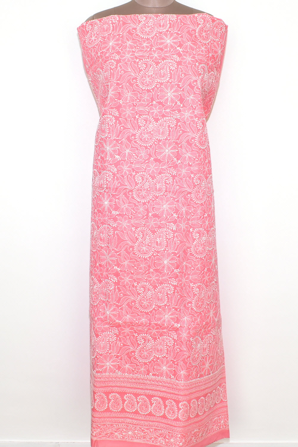 Peach Chikankari Cotton Kurti Fabric 18381