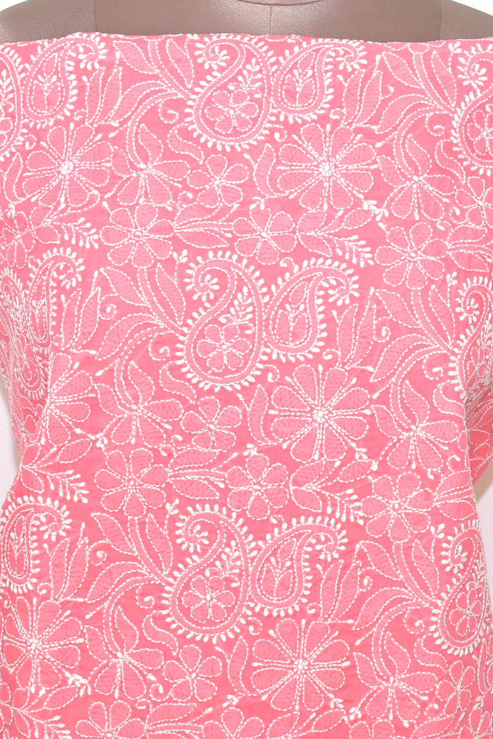 Peach Chikankari Cotton Kurti Fabric 18381