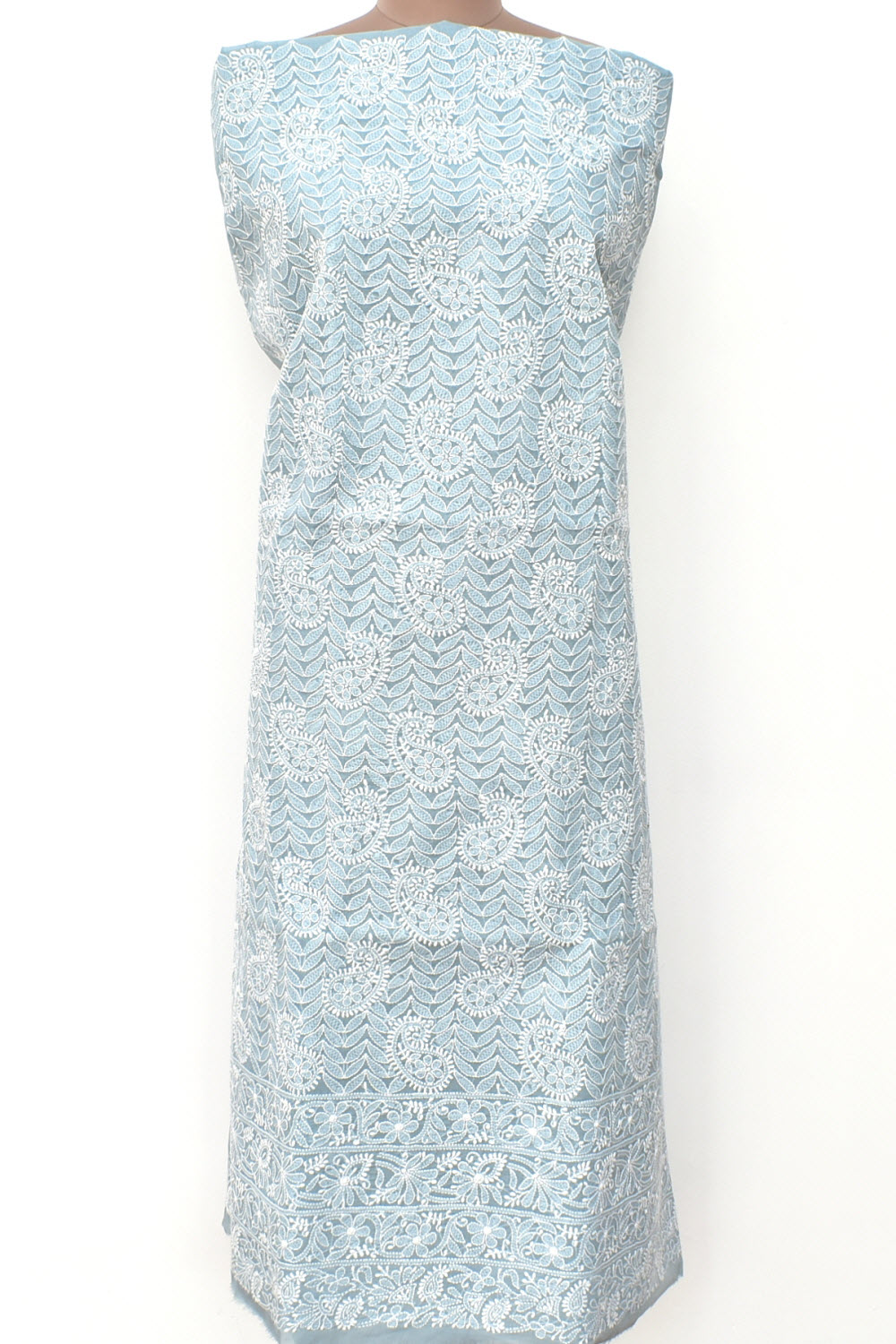 Grey Chikankari Cotton Kurti Fabric 18385