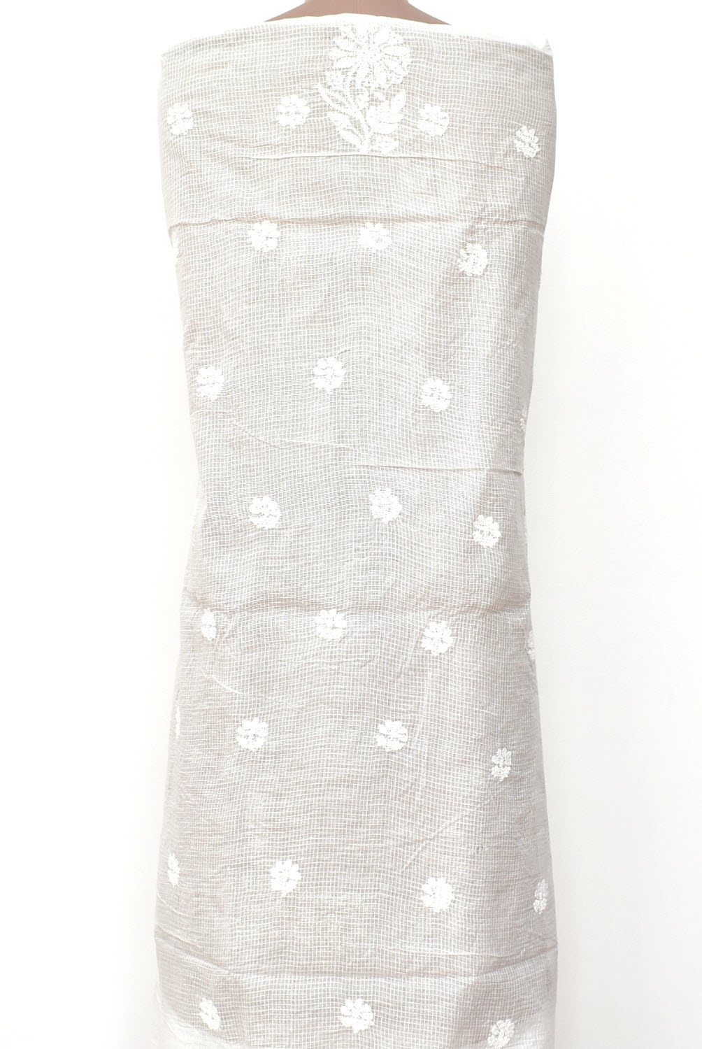 White Chikankari Kota Cotton Kurti Fabric 18389