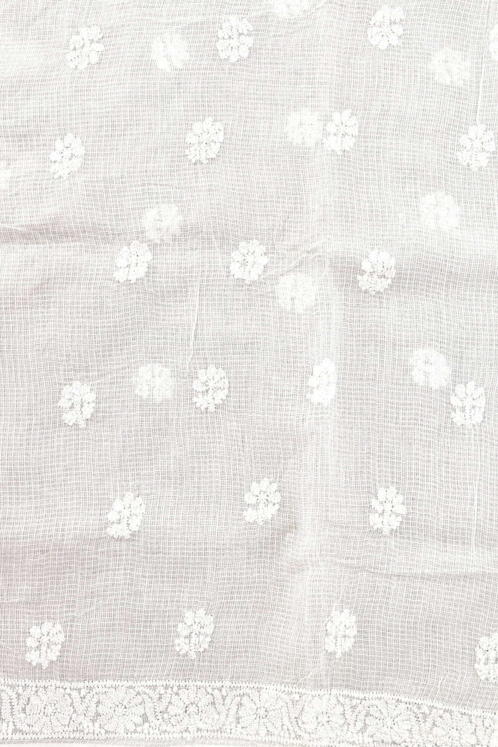 White Chikankari Kota Cotton Kurti Fabric 18389