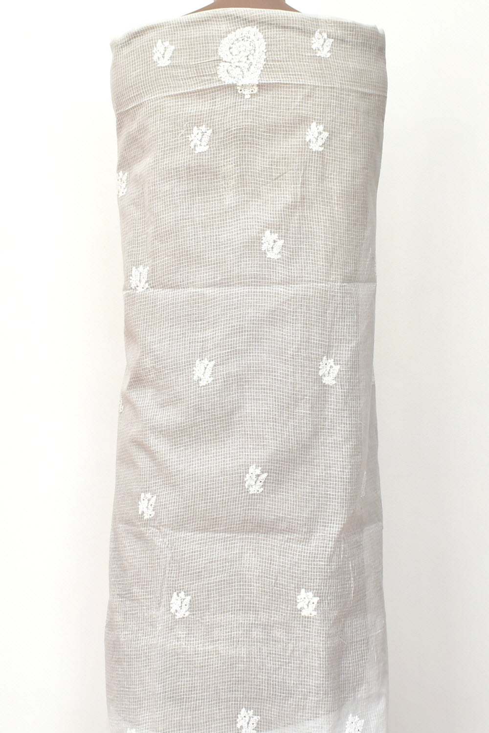 White Chikankari Kota Cotton Kurti Fabric 18391