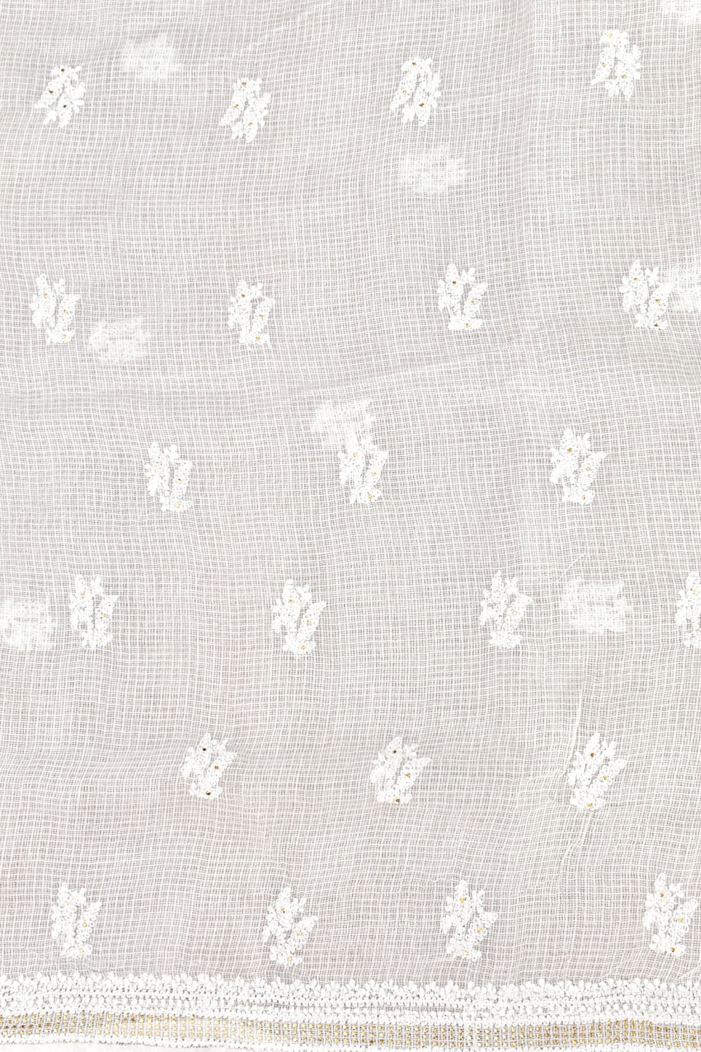 White Chikankari Kota Cotton Kurti Fabric 18391