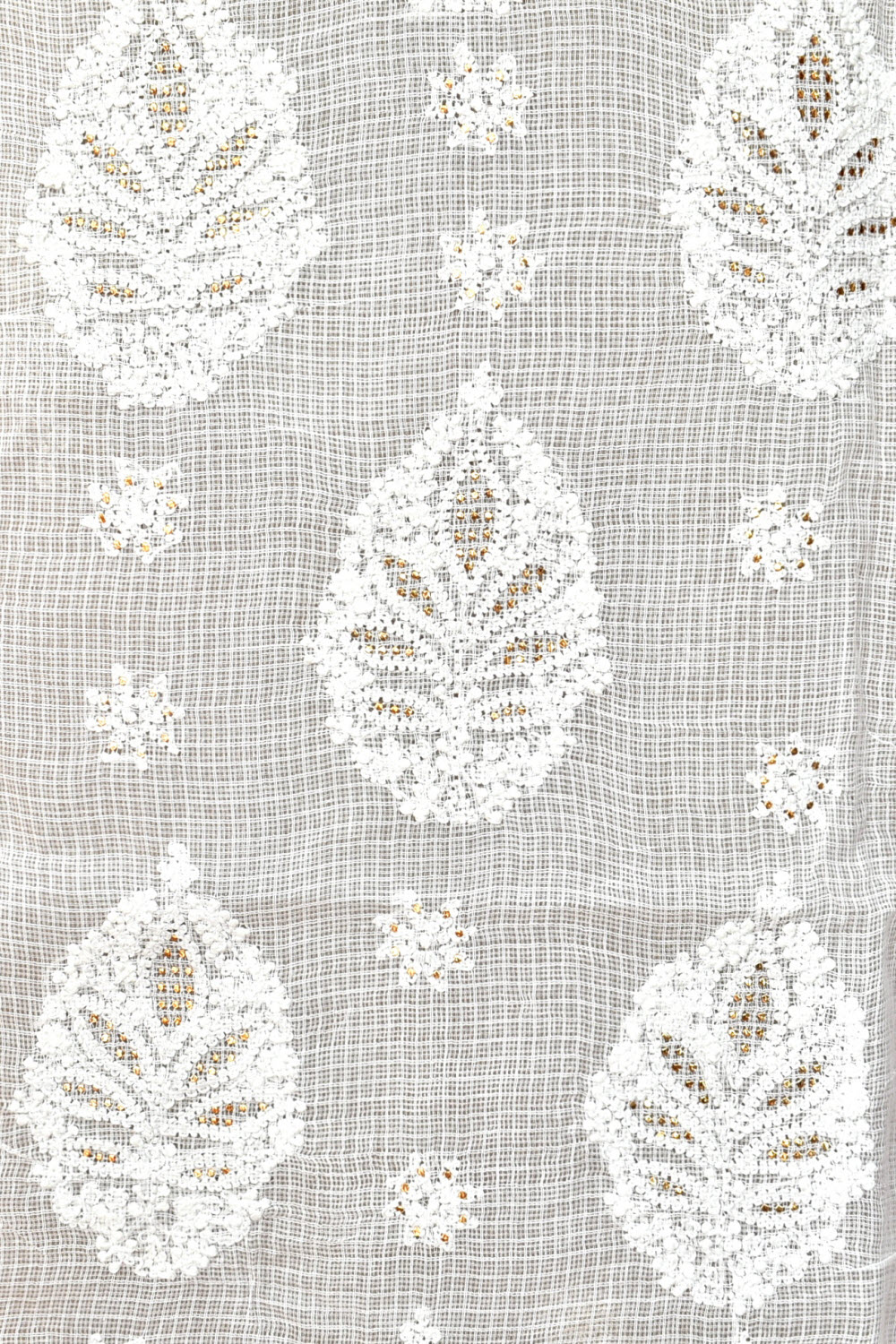White Chikankari Kota Cotton Kurti Fabric 18392