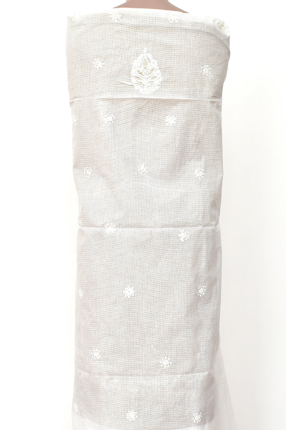White Chikankari Kota Cotton Kurti Fabric 18392