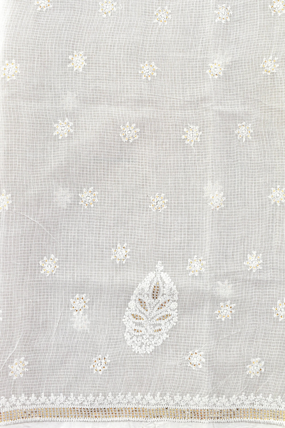 White Chikankari Kota Cotton Kurti Fabric 18392