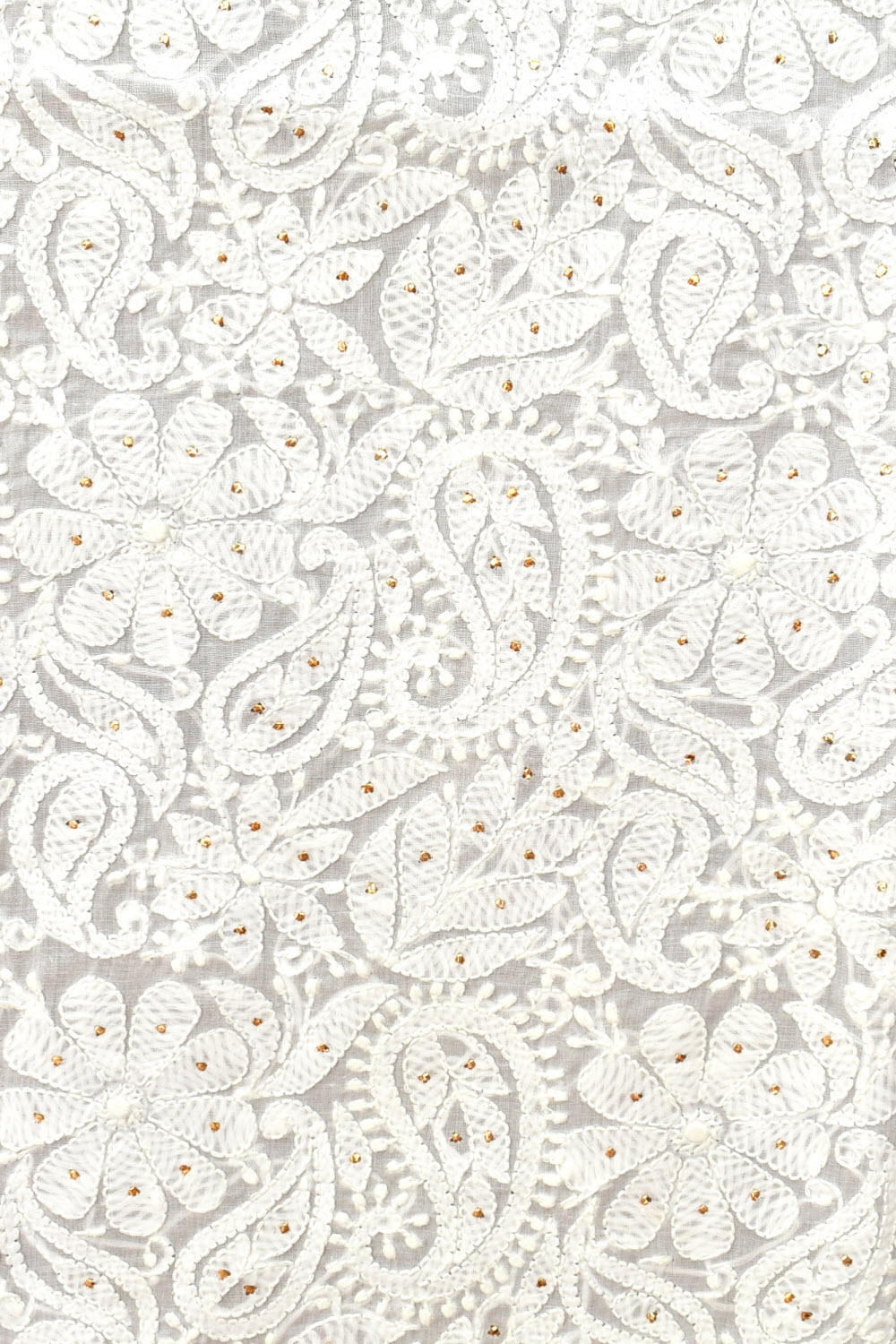 White Chikankari Cotton Kurti Fabric 18393