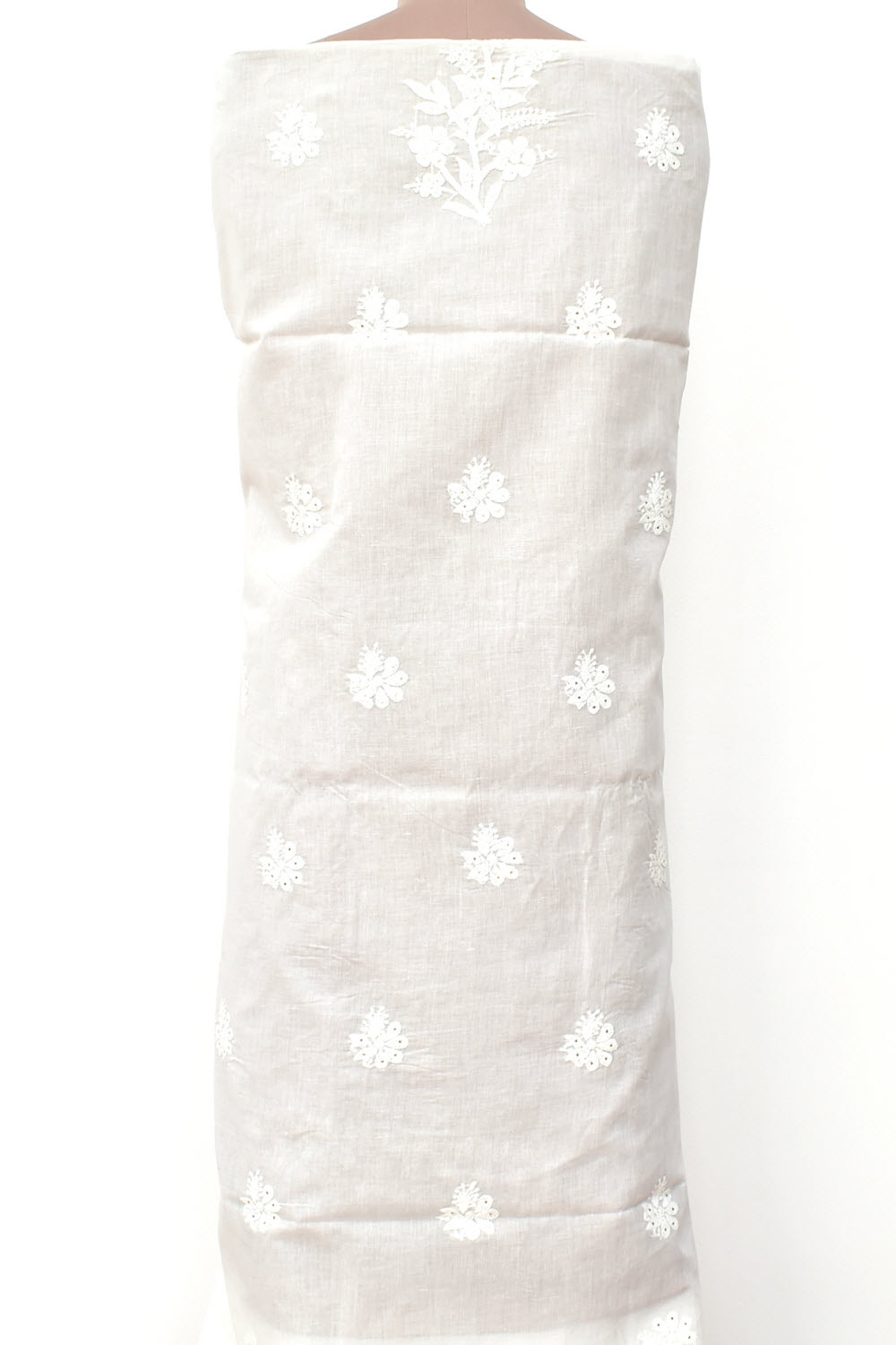 White Chikankari Cotton Kurti Fabric 18393