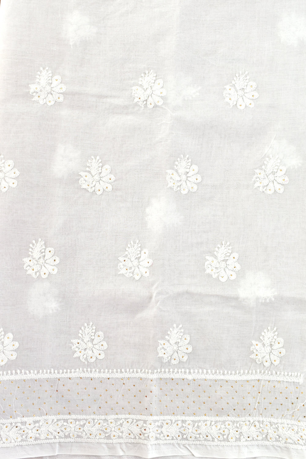 White Chikankari Cotton Kurti Fabric 18393