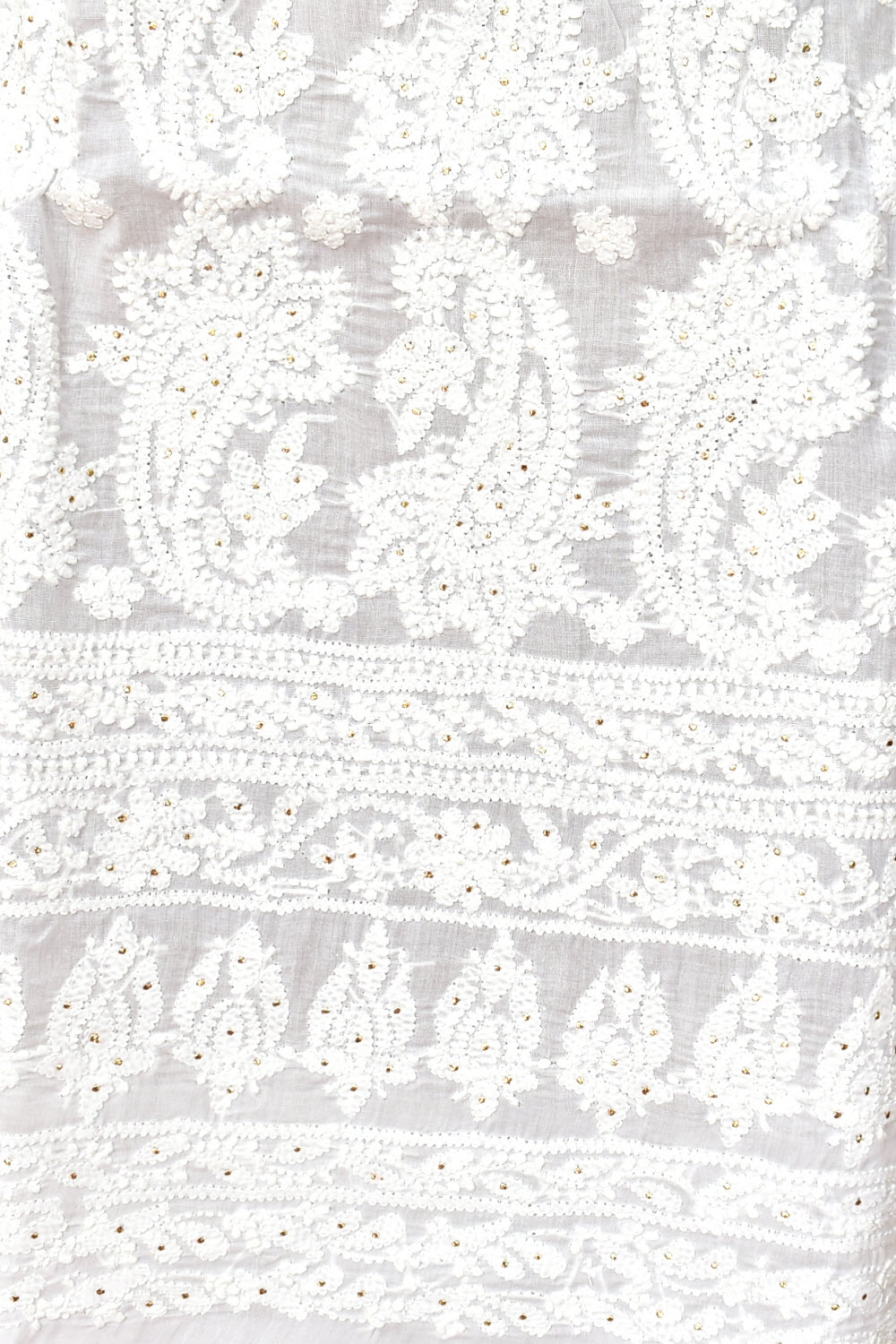 White Chikankari Cotton Kurti Fabric 18394