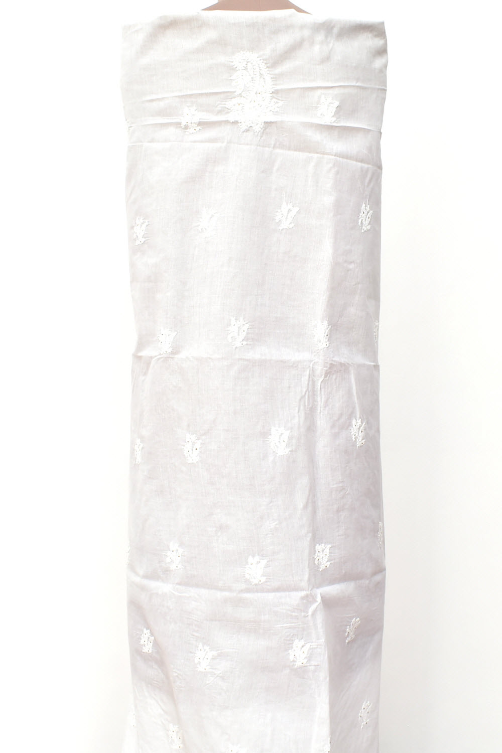 White Chikankari Cotton Kurti Fabric 18394