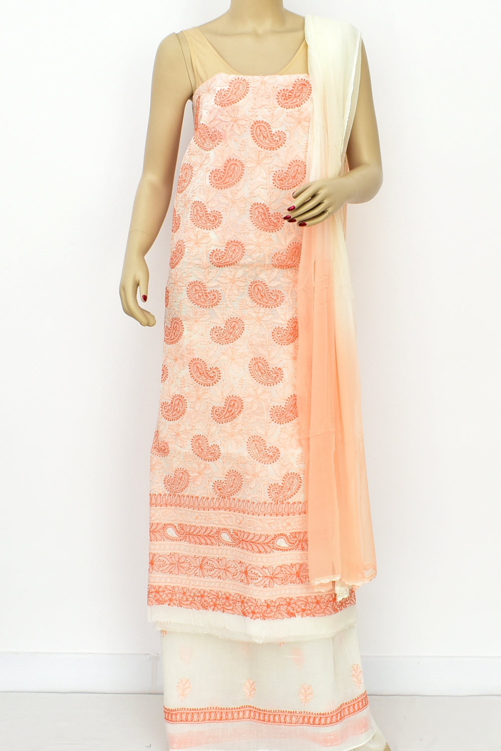 Orange-Peach Chikankari Salwar Kameez with Dupatta 18400