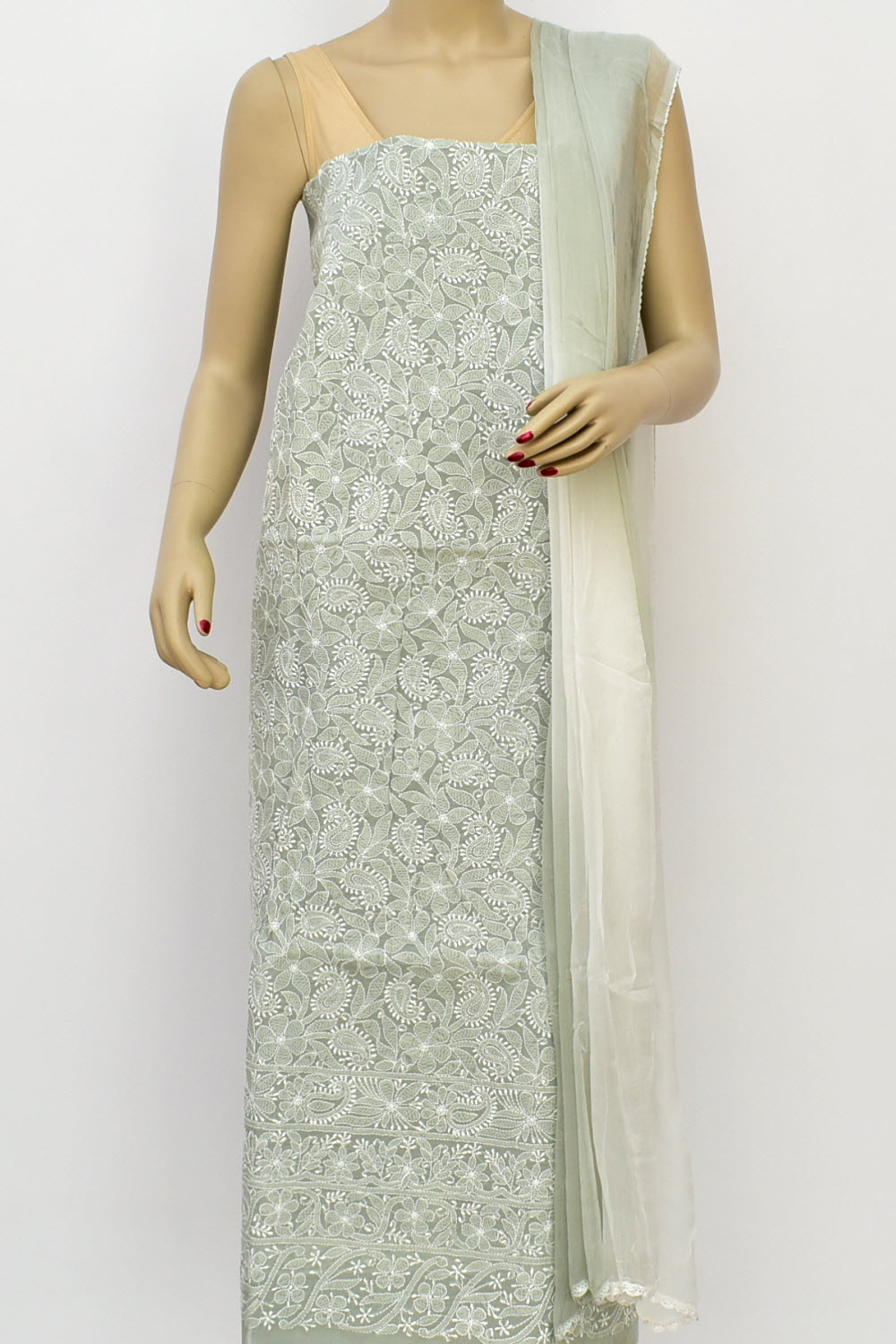 Grey Chikankari Salwar Kameez with Dupatta 18404