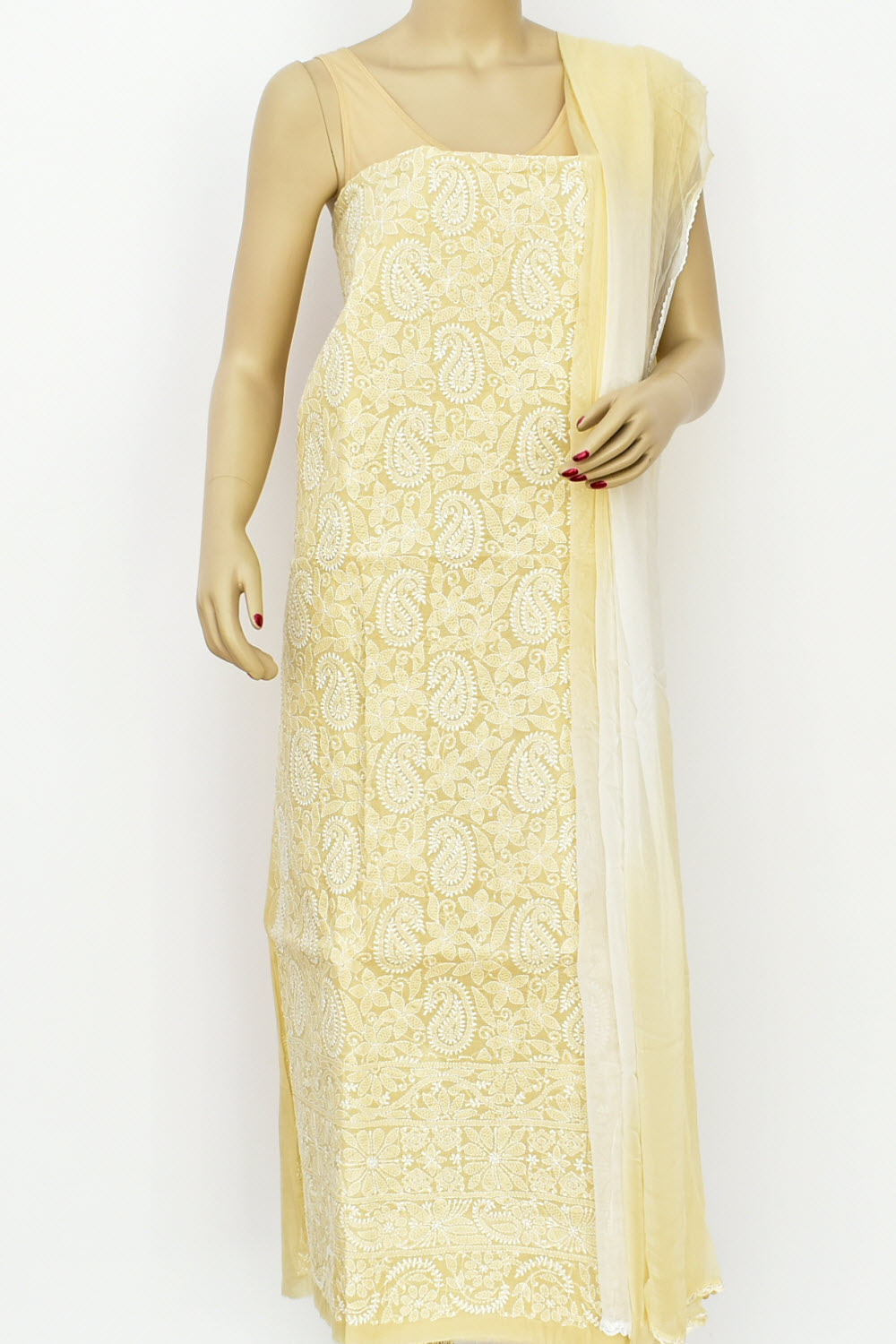 Beige Chikankari Salwar Kameez with Dupatta 18405