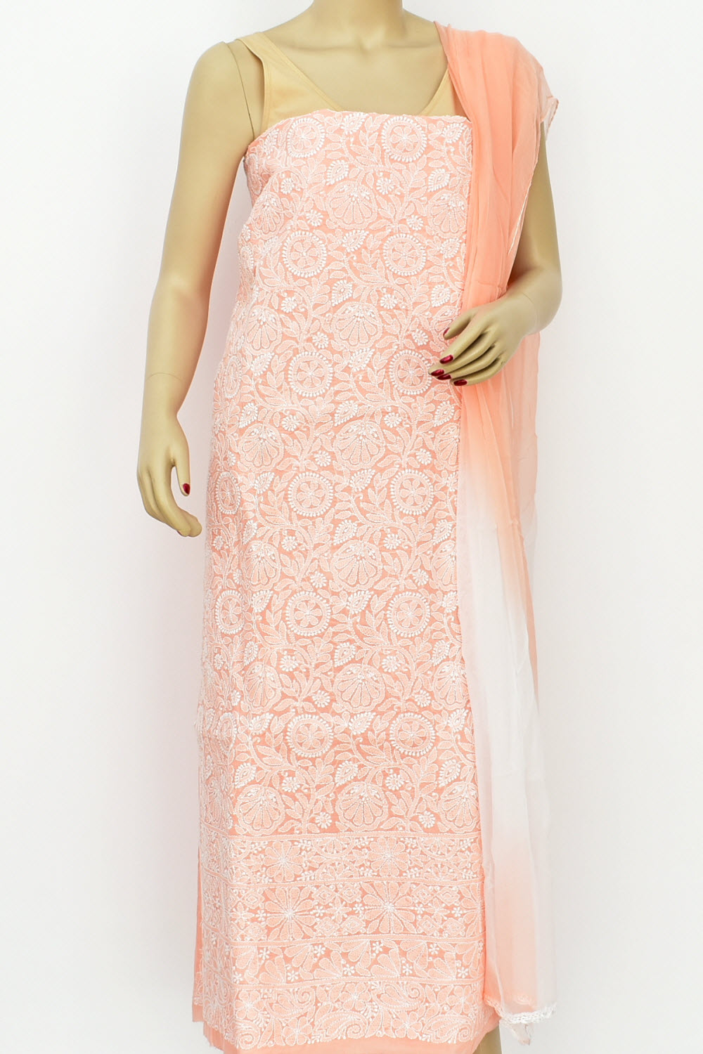 Peach Chikankari Salwar Kameez with Dupatta 18406