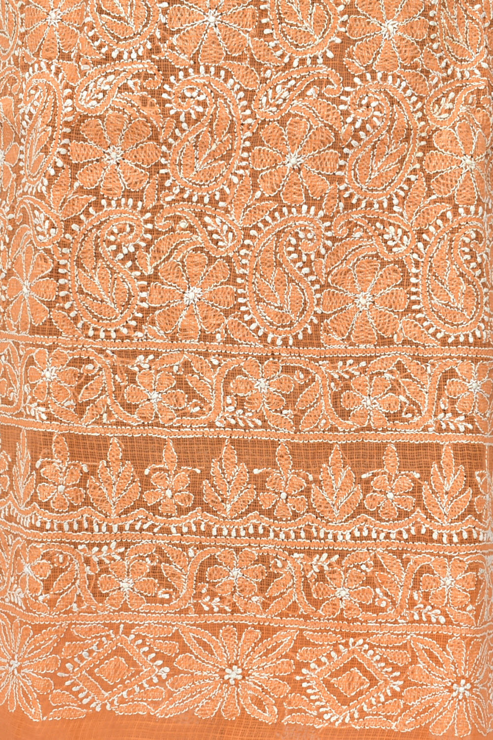 Orange Chikankari Kota Cotton Kurti Fabric 18425