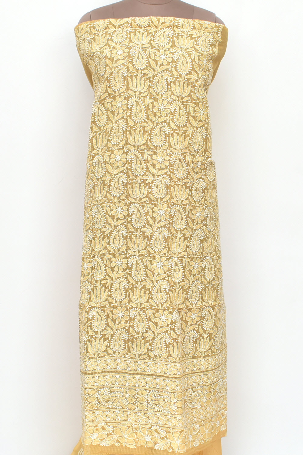 Fawn Chikankari Kota Cotton Kurti Fabric 18429