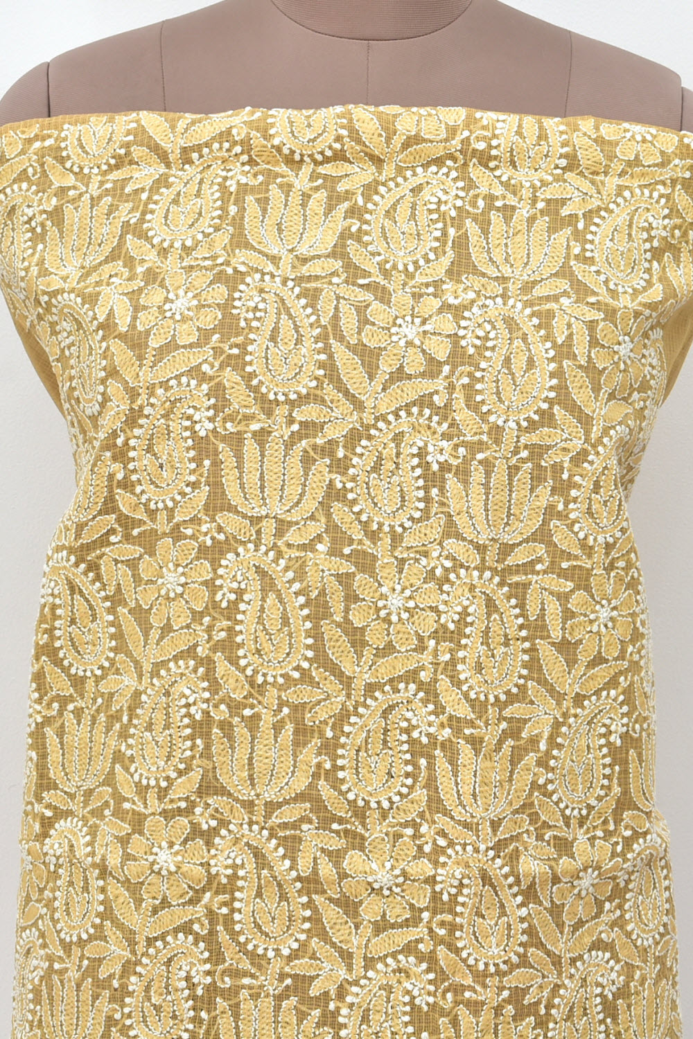 Fawn Chikankari Kota Cotton Kurti Fabric 18429