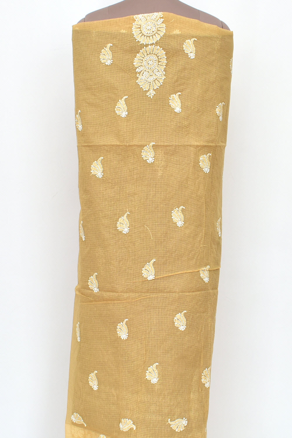 Fawn Chikankari Kota Cotton Kurti Fabric 18429