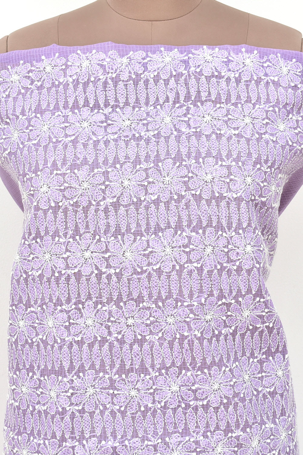 Lavender Chikankari Kota Cotton Kurti Fabric 18430