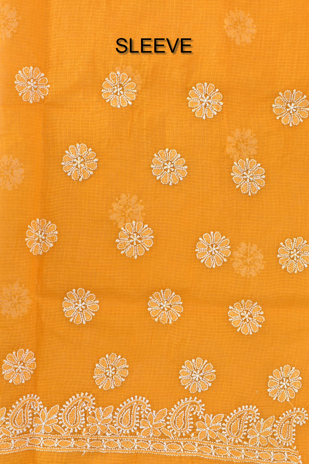 Mustard Yellow Chikankari Kota Cotton Kurti Fabric 18433