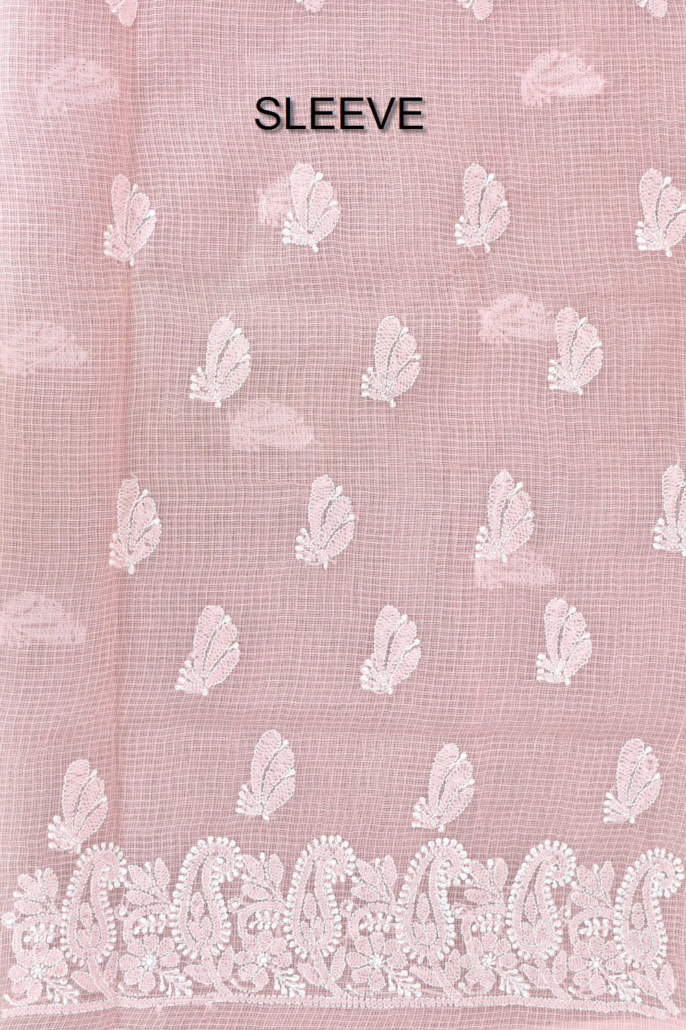Baby Pink Chikankari Kota Cotton Kurti Fabric 18434
