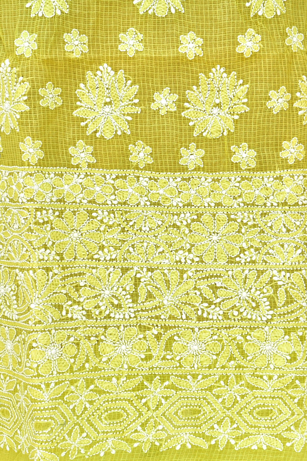 Mehndi Green Chikankari Kota Cotton Kurti Fabric 18435