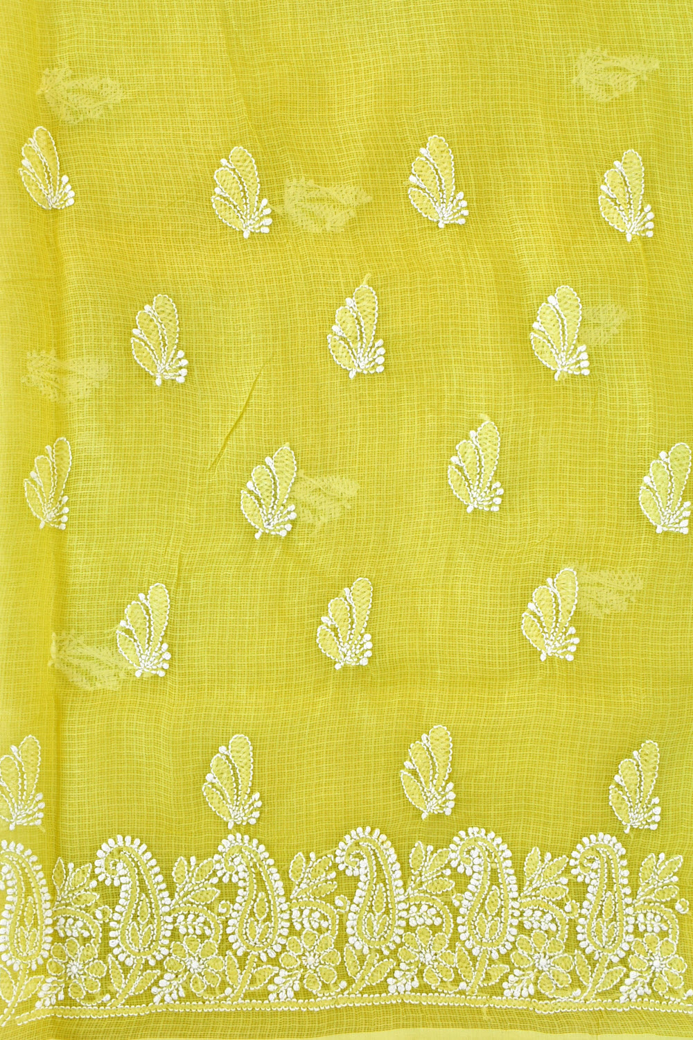 Mehndi Green Chikankari Kota Cotton Kurti Fabric 18435