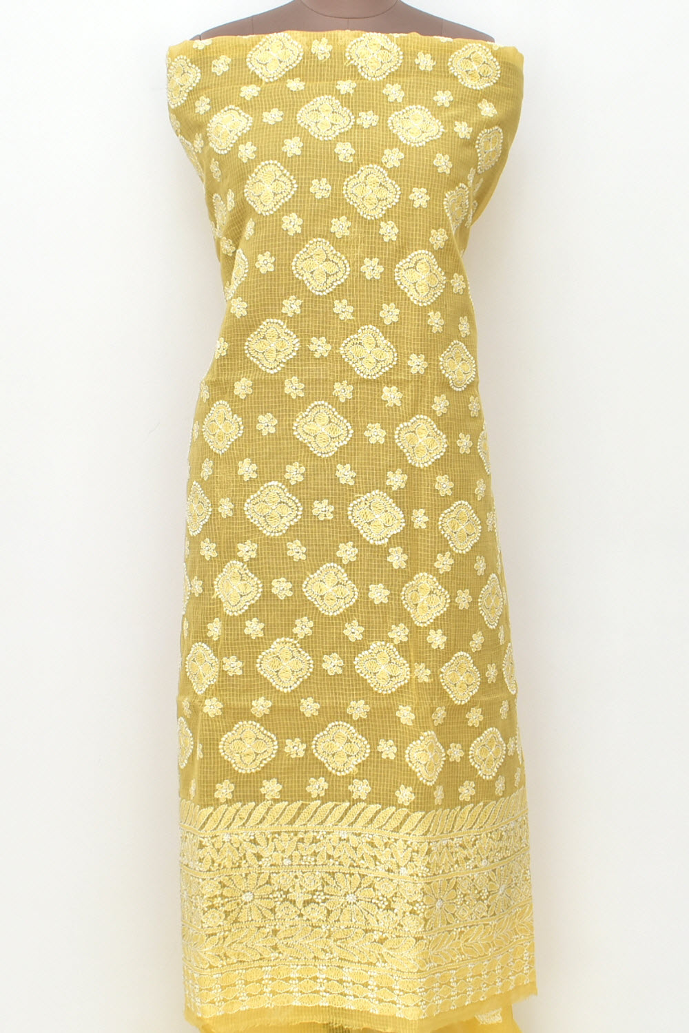 Fawn Chikankari Kota Cotton Kurti Fabric 18436