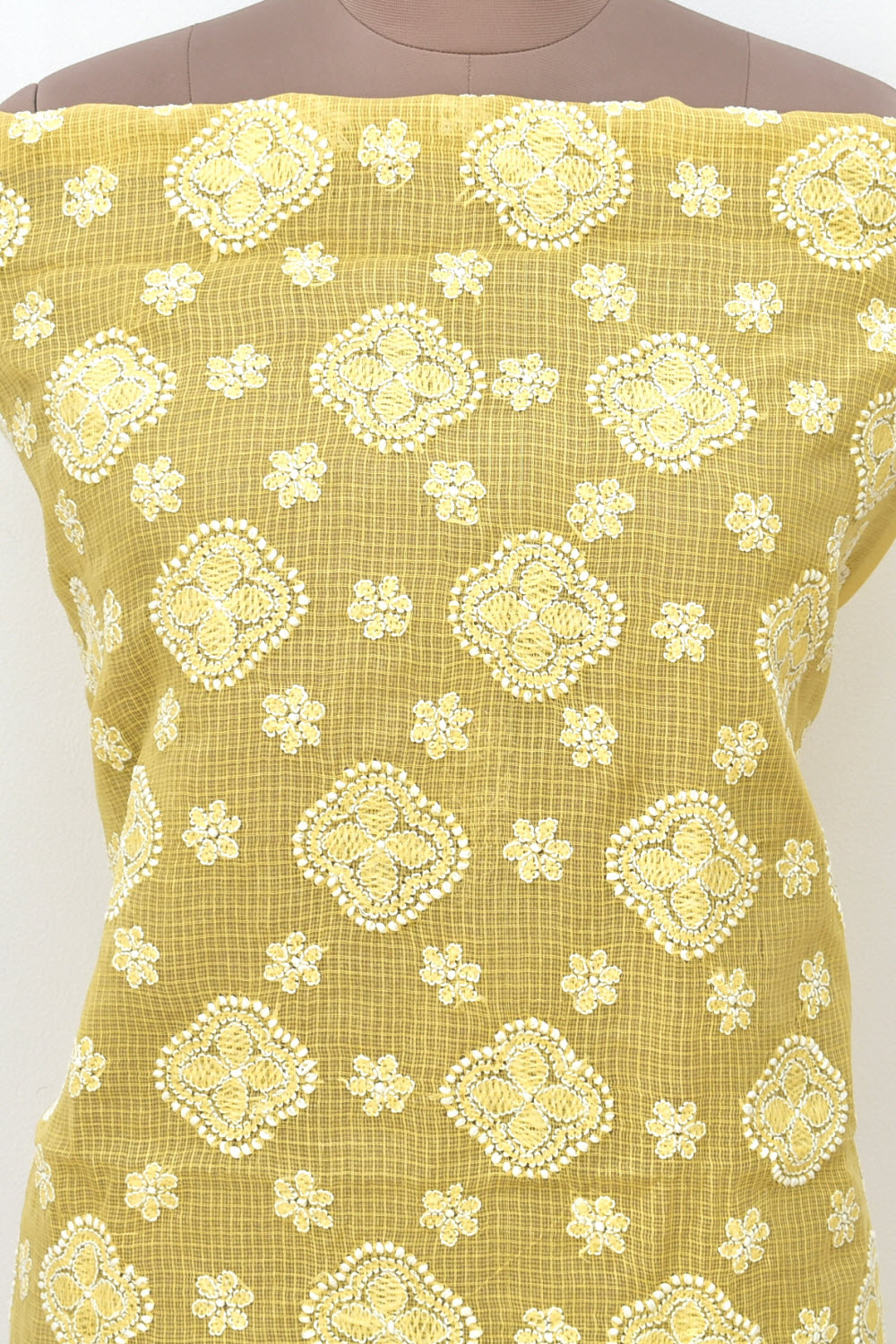 Fawn Chikankari Kota Cotton Kurti Fabric 18436