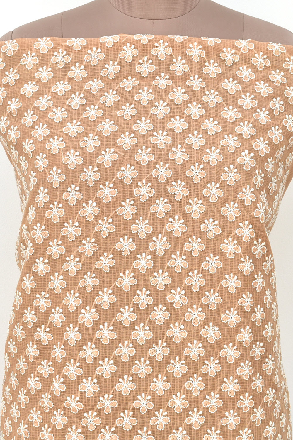 Light Brown Chikankari Kota Cotton Kurti Fabric 18438