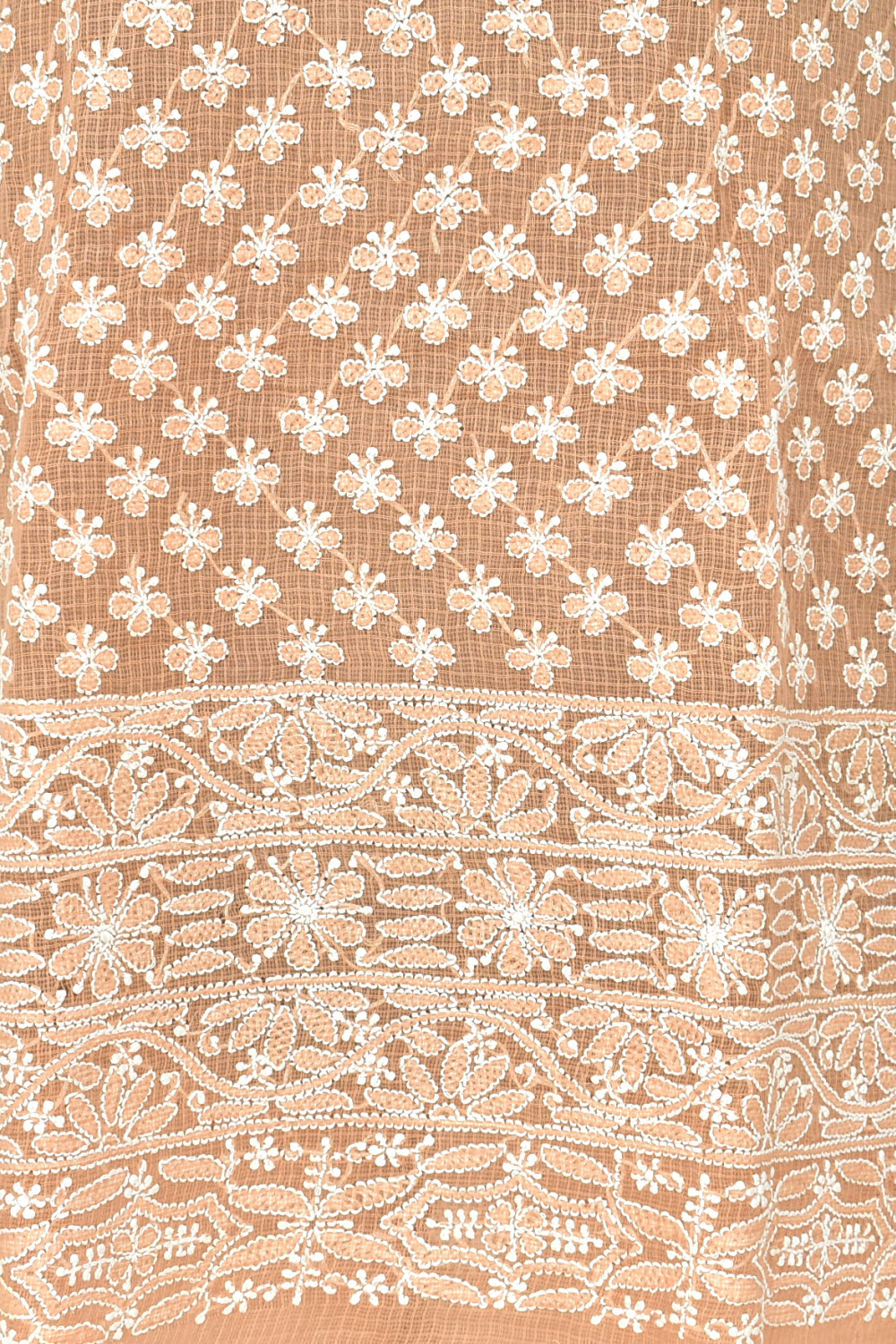 Light Brown Chikankari Kota Cotton Kurti Fabric 18438