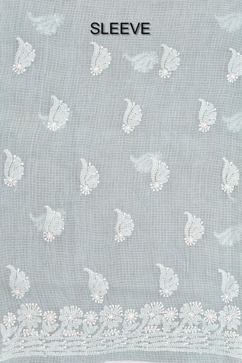 Powder Blue Chikankari Kota Cotton Kurti Fabric 18439