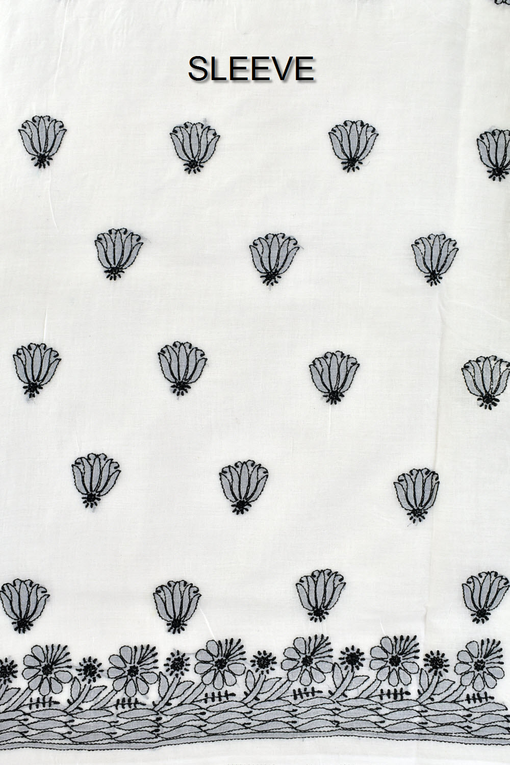 Black-White Chikankari Cotton Kurti Fabric 18440