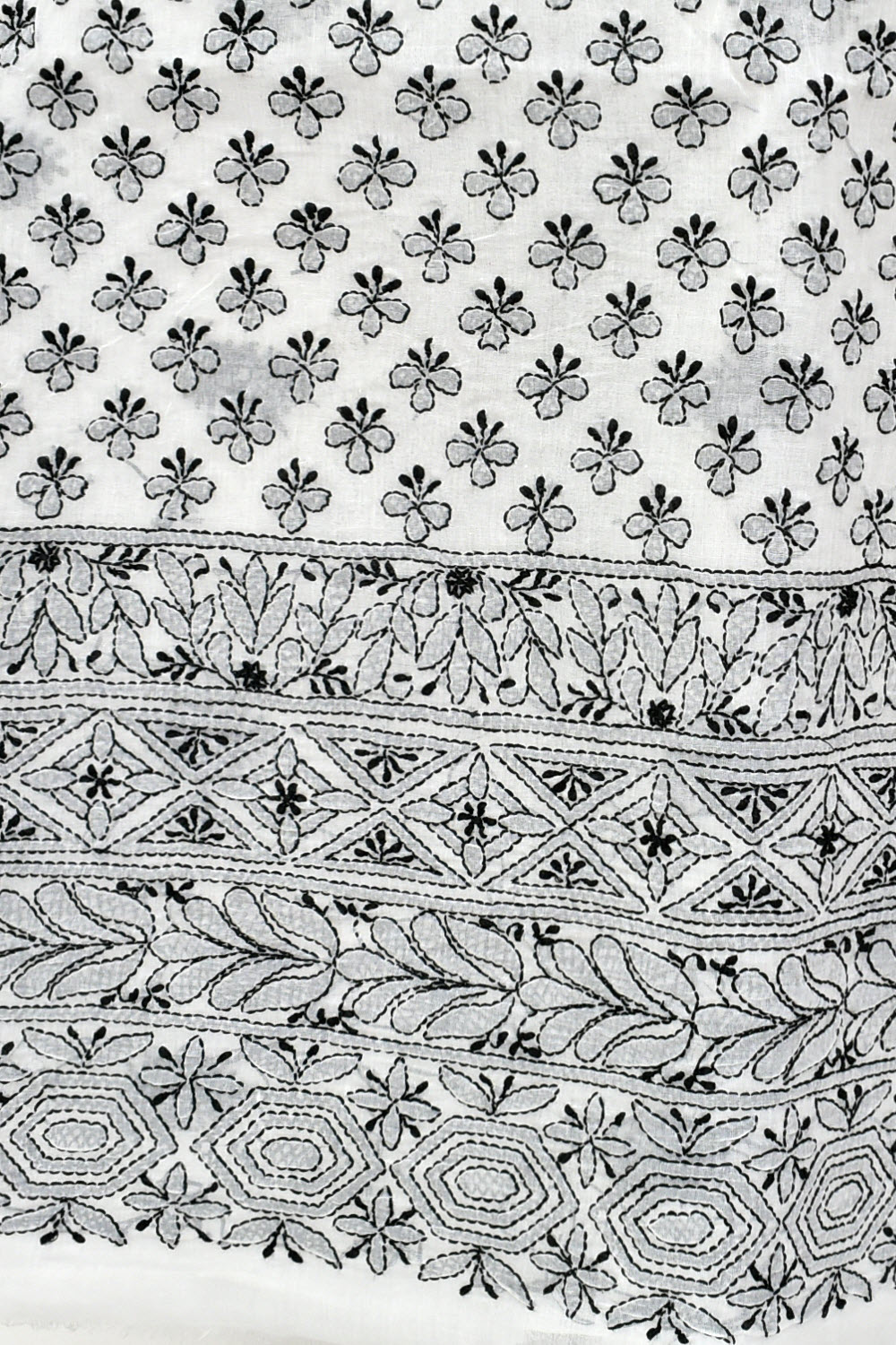 Black-White Chikankari Cotton Kurti Fabric 18441
