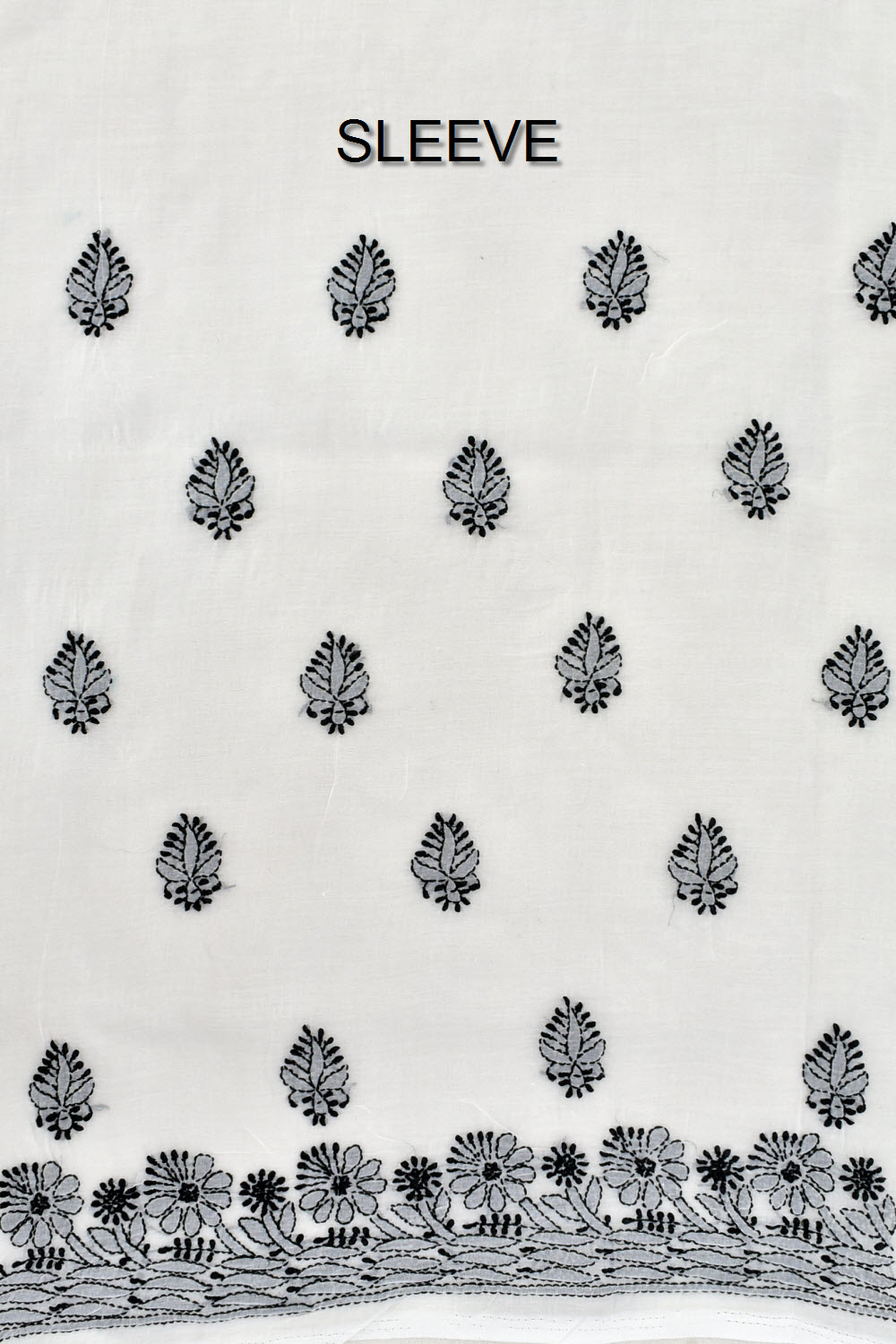 Black-White Chikankari Cotton Kurti Fabric 18441