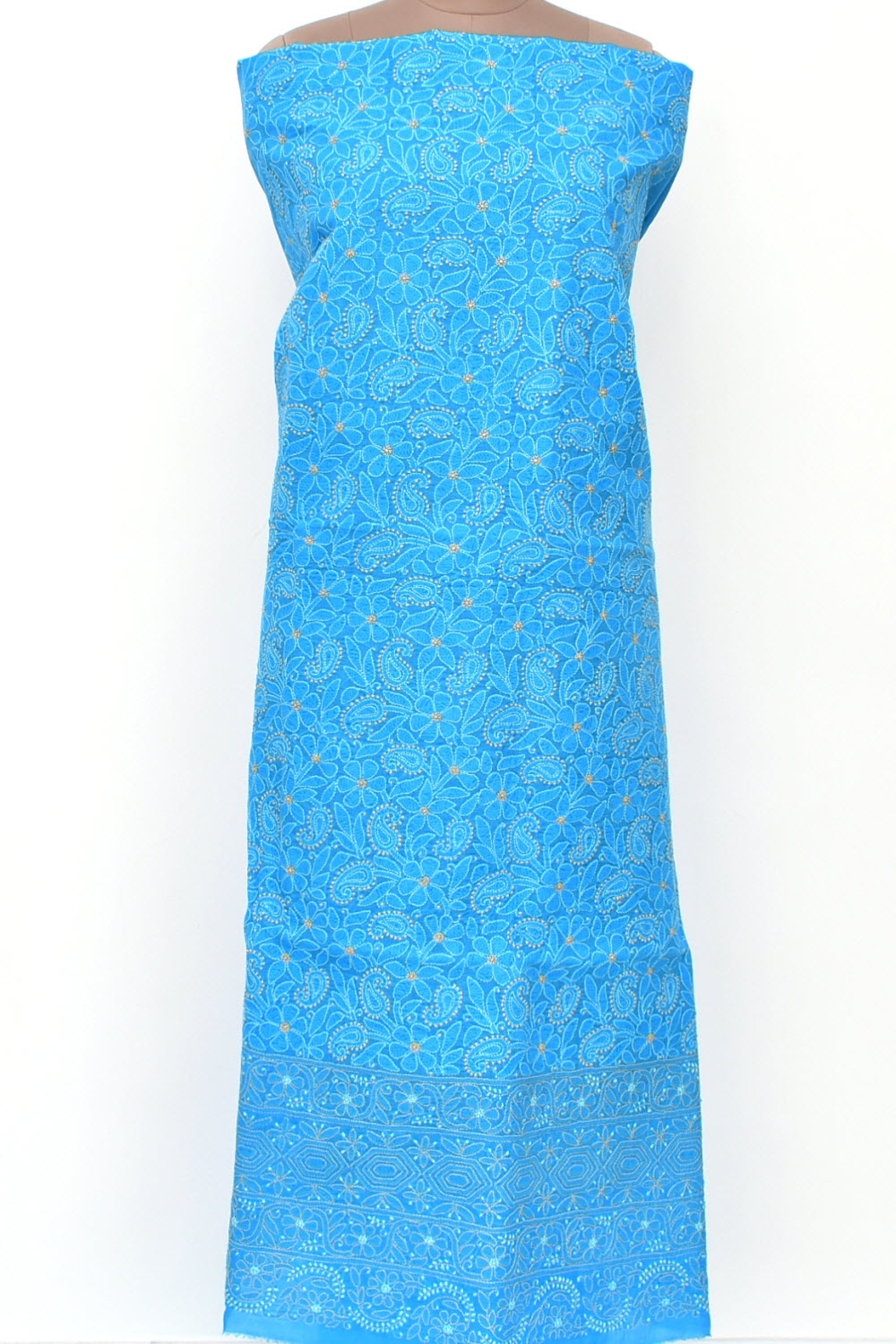 Sky Blue Chikankari Cotton Kurti Fabric 18442