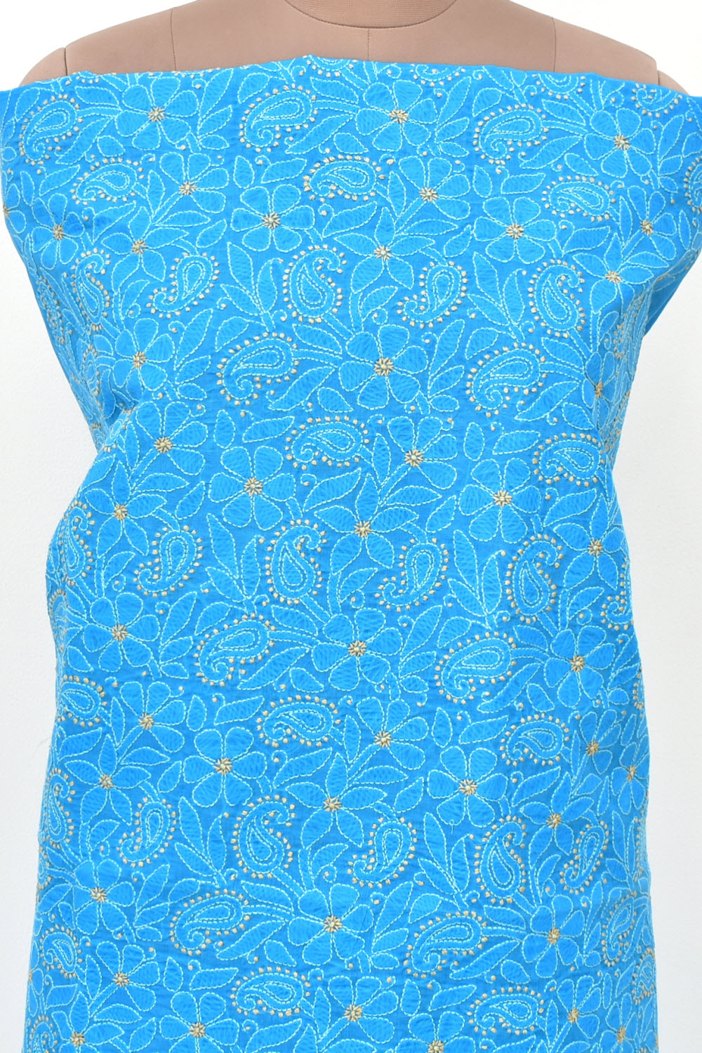 Sky Blue Chikankari Cotton Kurti Fabric 18442