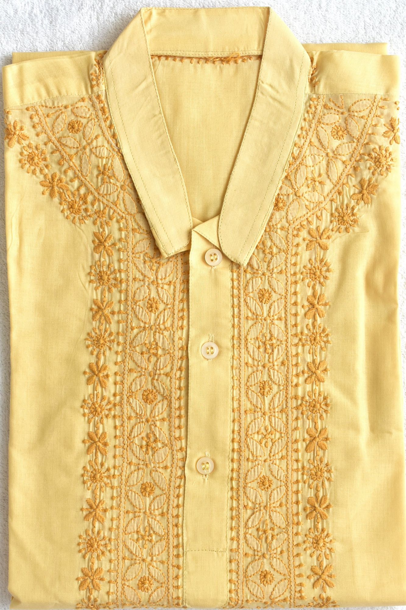 M 40 Fawn Hand Embroidered Chikankari Mens Kurta 18452