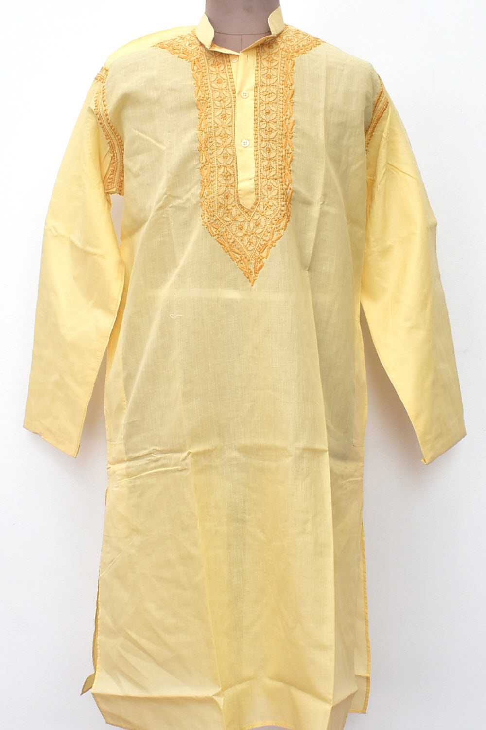 L 42 Fawn Hand Embroidered Chikankari Mens Kurta 18453