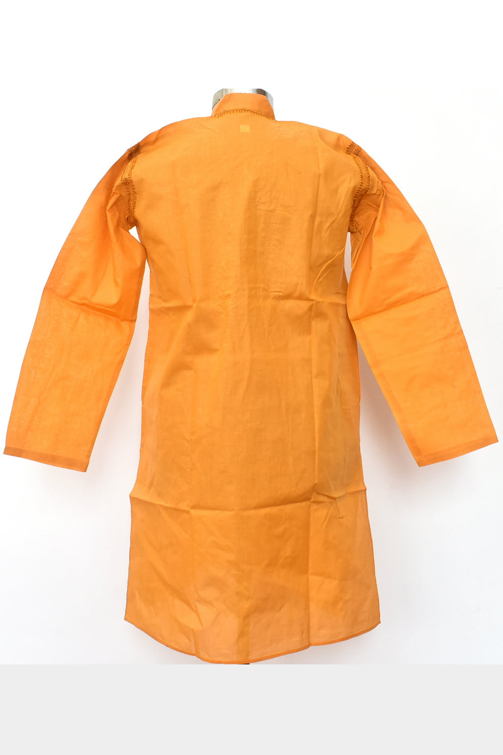 L 42 Mustard Yellow Hand Embroidered Chikankari Mens Kurta 18463