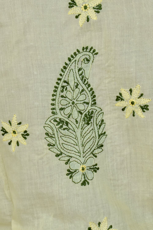 L 42 Light Yellow Chikankari Stitched Cotton Kurti 17880