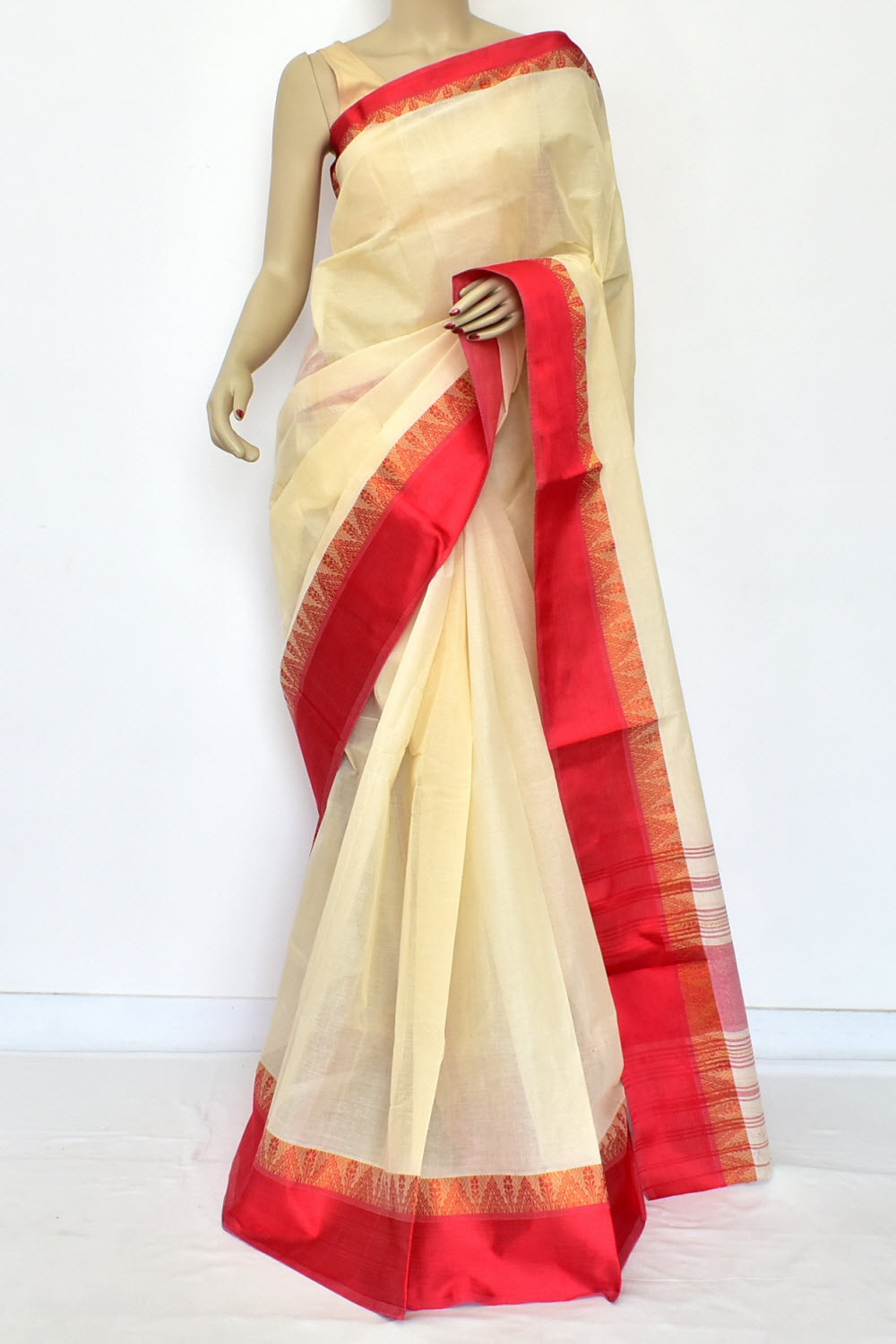 Fawn Dhaniakhali Handloom Tant Cotton Saree 13949