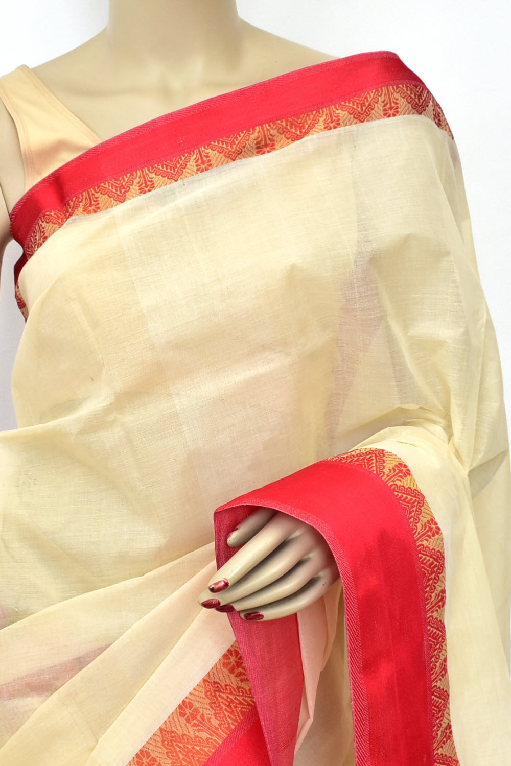 Fawn Dhaniakhali Handloom Tant Cotton Saree 13949