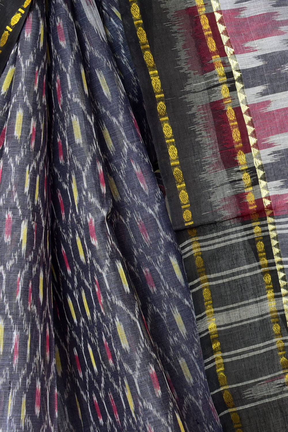 Slate Blue Dhaniakhali Kotki Print Handloom Tant Cotton Saree 13956