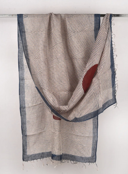 BIG RED DOT INDIGO LINEN DUPATTA 2 PIECE SUIT SET