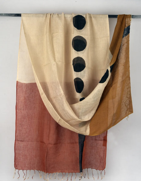 RUST MUSTARD LINEN DUPATTA 2 PIECE SUIT SET