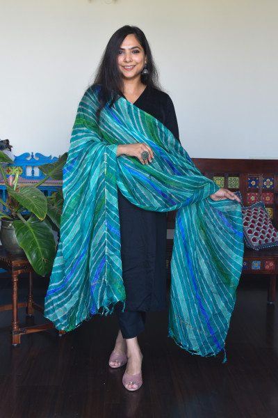 GREEN BLUE KOTA SILK