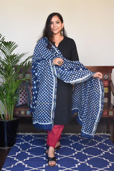 INDIGO BLUE COTON SILK